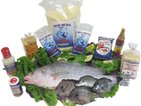 Fresh fish with breading and tartar sauce options.