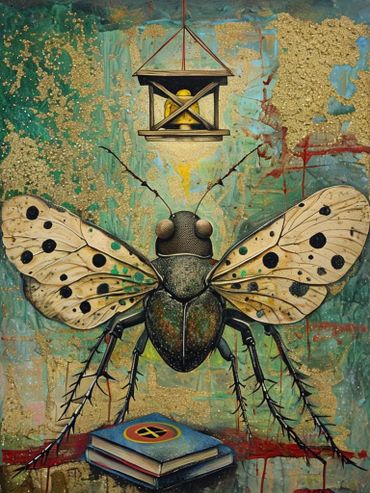 Larry the Lanternfly staring at the lantern he wants to torch