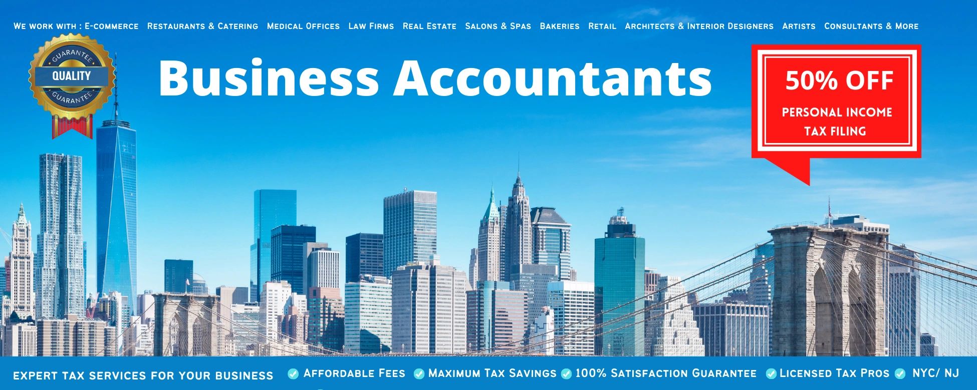 Accountant in New York City NYC / NJ , Bronx, Queens, Brooklyn. Specializing in Business taxes
