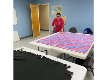 Making blankets for Turning Point