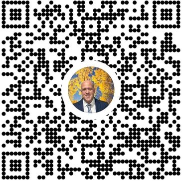 QR code with a man's photo in the center.