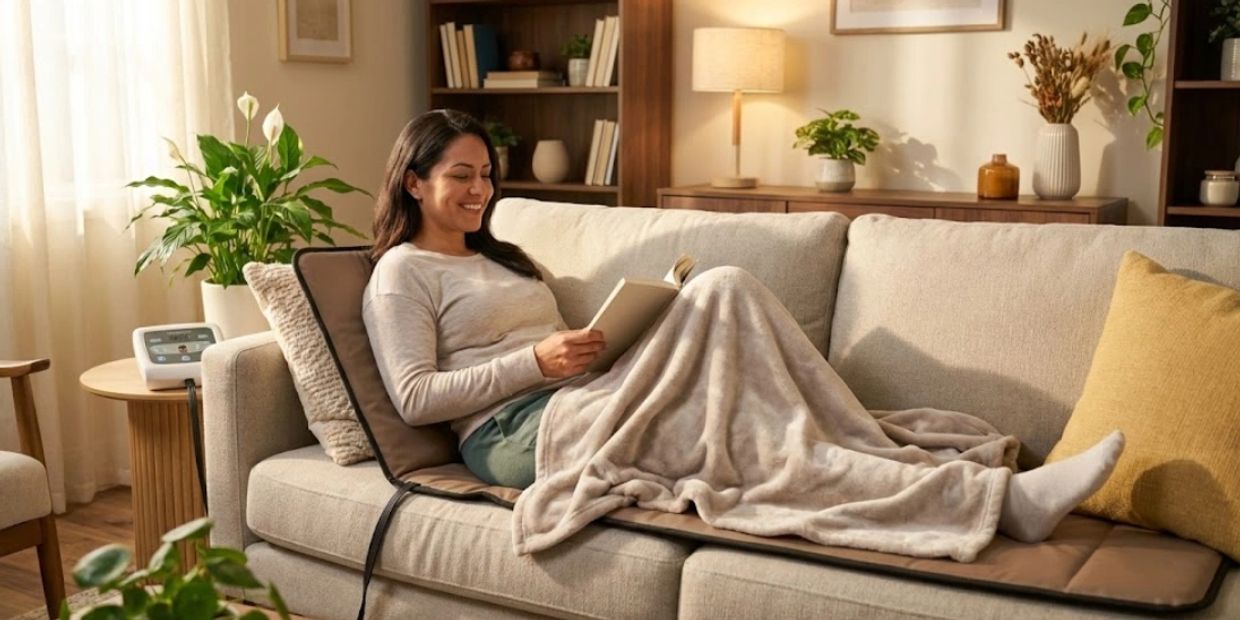 Lady on PEMF therapy mat