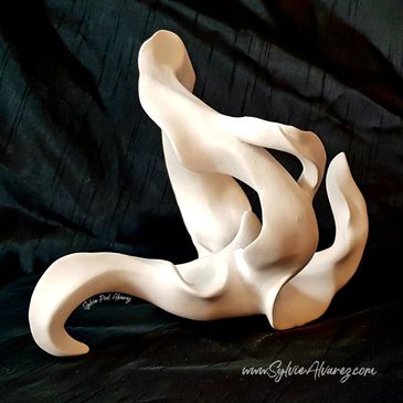 Smooth white stoneware sculpture by Sylvie Alvarez 