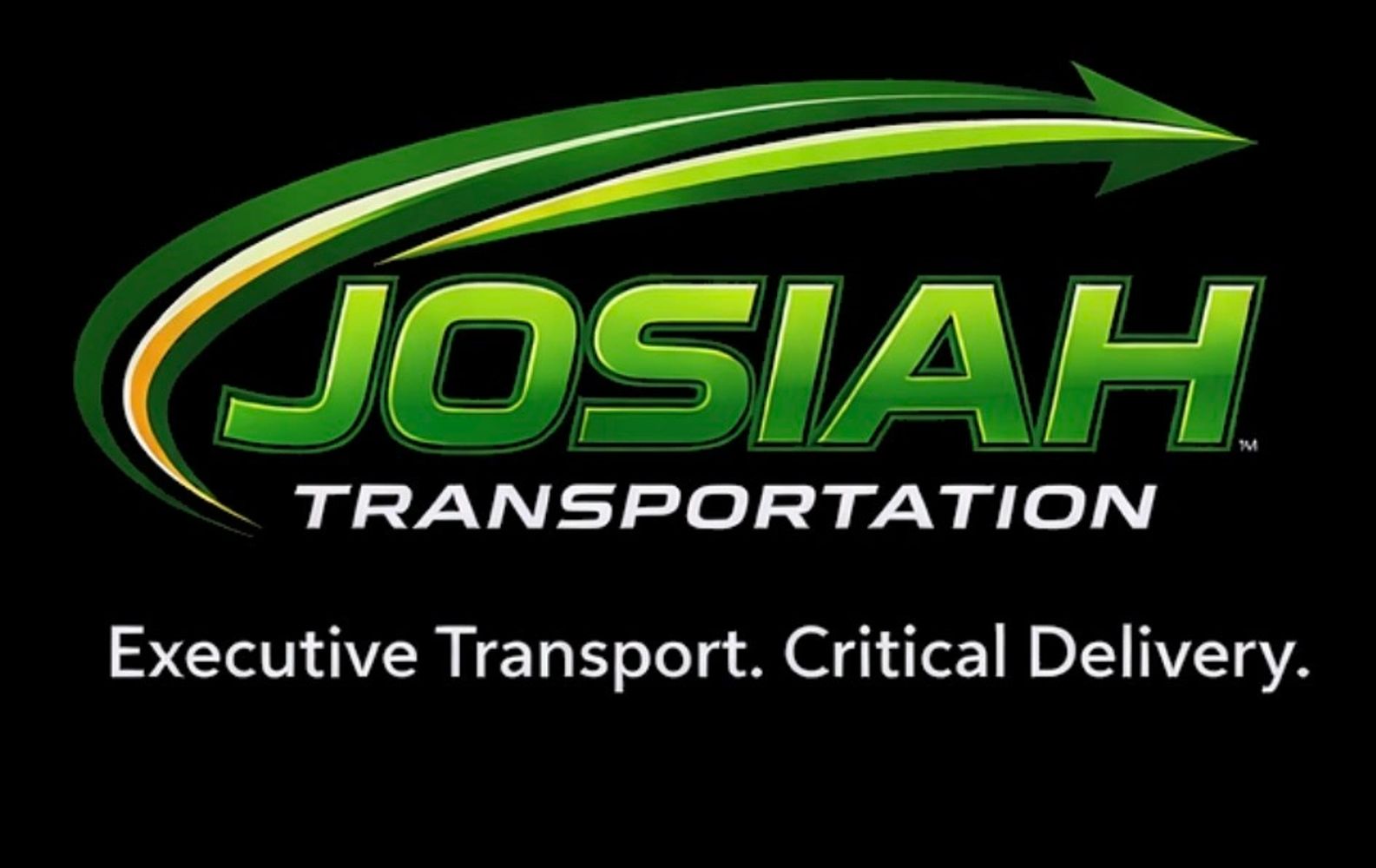 Josiah Transportation logo with a green arrow and tagline about executive transport.