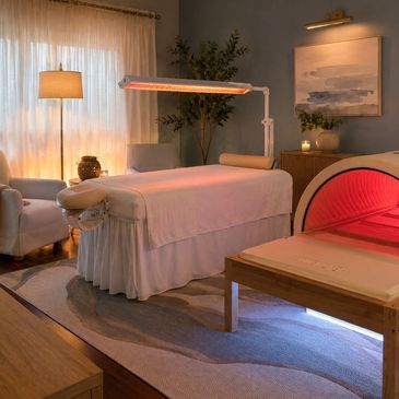Wellness recovery room with red light therapy at The Center in Buzzards Bay, MA.