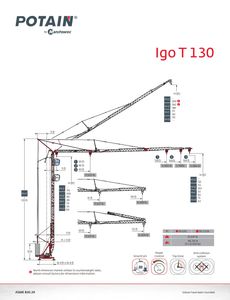 Potain Igo T 130 Data Sheet
