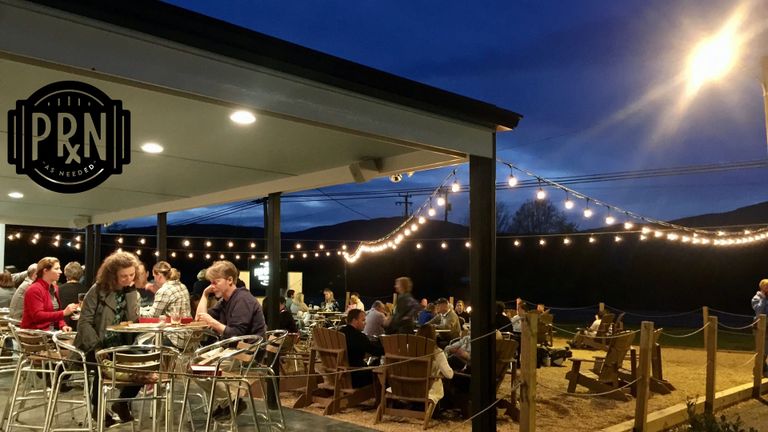 Pro Re Nata Brewery Crozet VA. Patio seating, plenty of room to social distance, live music venue.