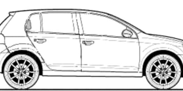 Side view sketch of a compact car.