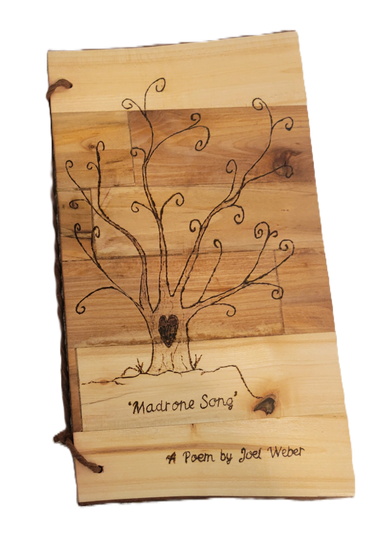 Wooden cover with a tree illustration titled 'Madrone Song'.
