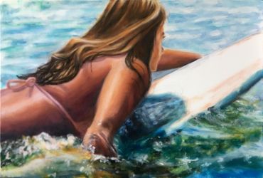 Beach Surf Wall Art - Original Painting
