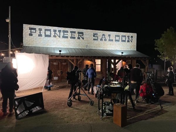 film crew at Pioneer Saloon
