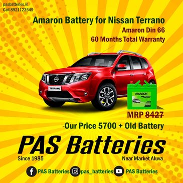Nissan Terrano car with Amaron battery for reliability and long life – available at PAS Batteries, A