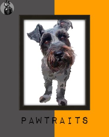 Digital portrait of a Schnauzer dog.