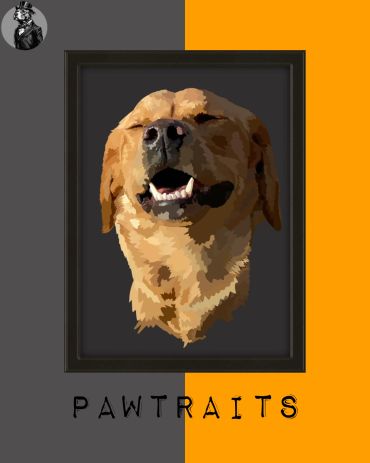 Digital portrait of a happy golden retriever dog.