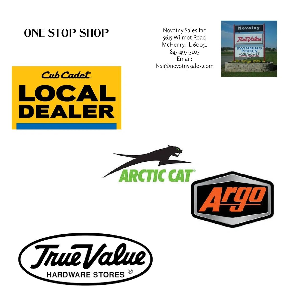 Novotny Sales Inc local dealer information with logos and contact.