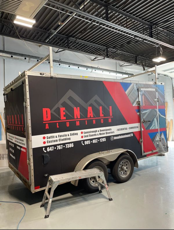 Trailer design and wrapping. Prined vinyl signs.