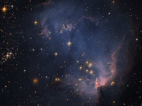 This image, taken by the Hubble Space telescope, shows the star forming region NGC 602 (N90)