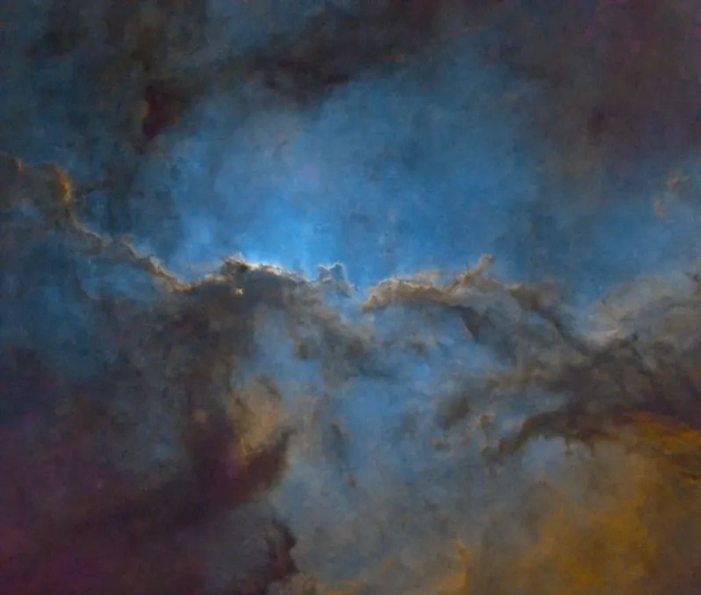 alt="NGC 6188, the Fighting Dragons of Ara, captured in narrowband from Cohuna, Australia"