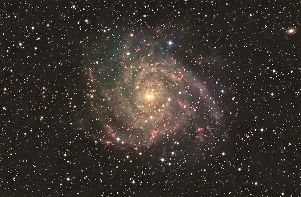 alt="IC 342 face-on spiral galaxy in Camelopardalis, imaged from Cohuna, Australia"