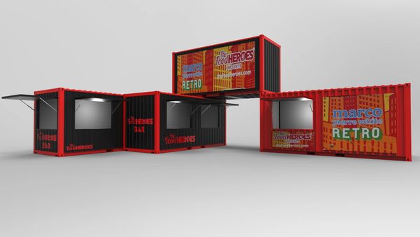 Pop up food and beverage containers for music and sports venues
