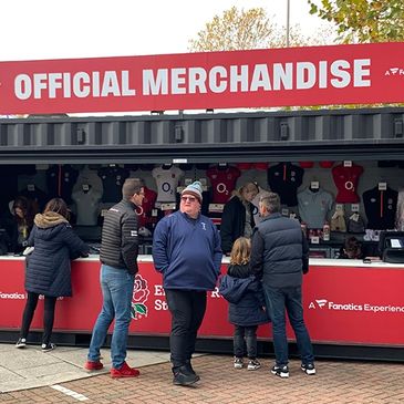 A retail merchandise container for a sporting event