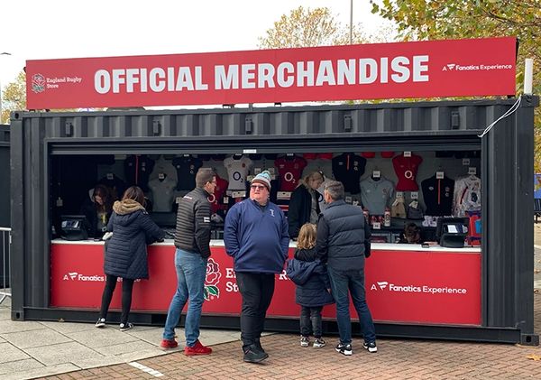 A retail merchandise container at a sporting event