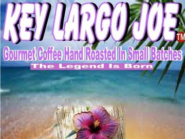 Key Largo Joe gourmet coffee, hand roasted in small batches with tropical vibes.