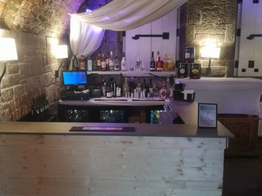Inside bar set up for a wedding