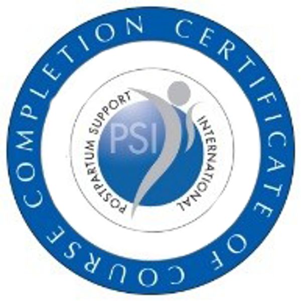 Certificate of Completion badge for Postpartum Support International.
