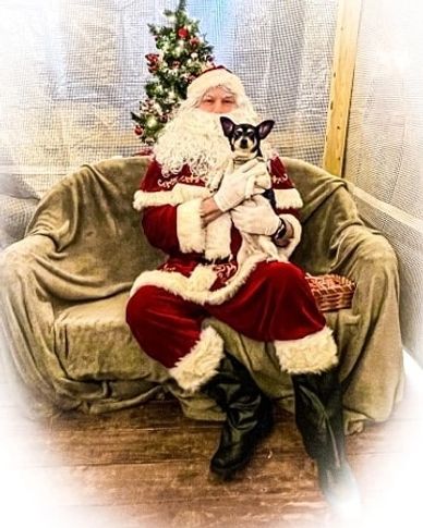 Santa Paws is here every Christmas!  He takes pics with all two-legged and 4 legged creatures!!