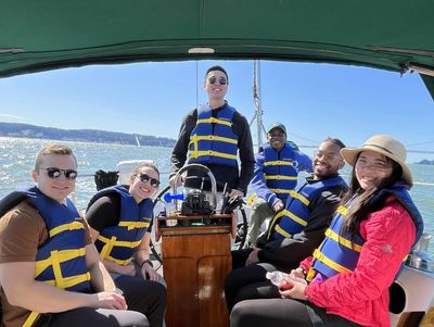 Group of passengers sailing on San Francisco Bay