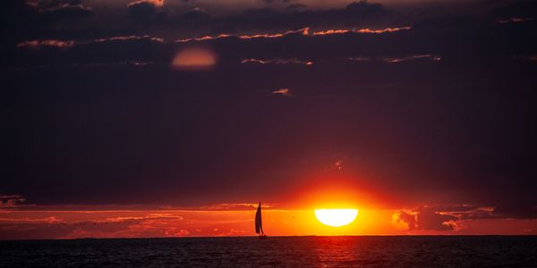 Sailboat in the sunset in Sister Bay, WI
