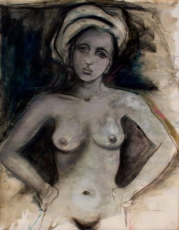 Nude young girl with head dress