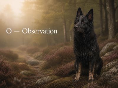 Zeus inspired German Shepherd sitting in the woods