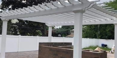 White vinyl pergola