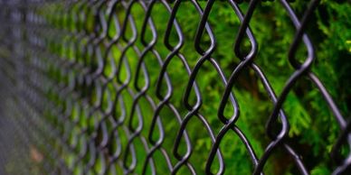 Black residential chain link fence.