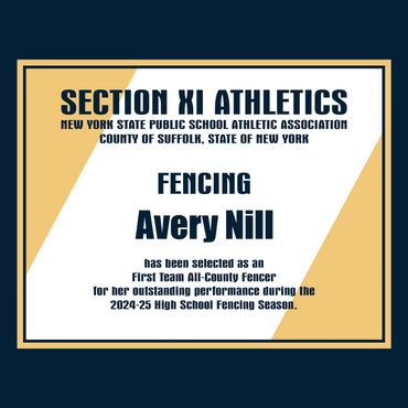 Long Island Fencers Club, Section XI All-County Fencer, Lindenhurst High School Fencing, Avery Nill
