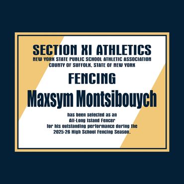 Long Island Fencers Club, Maxsym Montsibouych, All-Long Island Fencer, Lindenhurst High Fencing