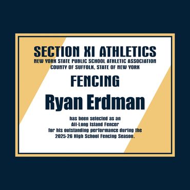 Long Island Fencers Club, Ryan Erdman, All-Long Island Sabre Fencer, Lindenhurst High School Fencing