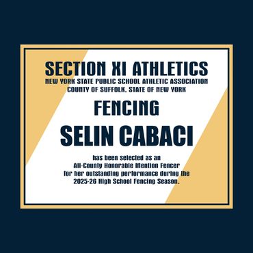 Long Island Fencers Club, Selin Cabaci, All-County Honorable Mention Fencer, Lindenhurst High