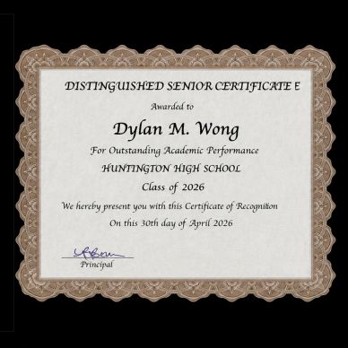 Dylan Wong, Huntington HS, Distinguished Senior Award, Long Island Fencers Club, USA Fencing