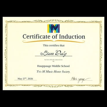 Liam Daly, Tri-M Music Honor Society, Hauppauge Middle School, Long Island Fencers' Club