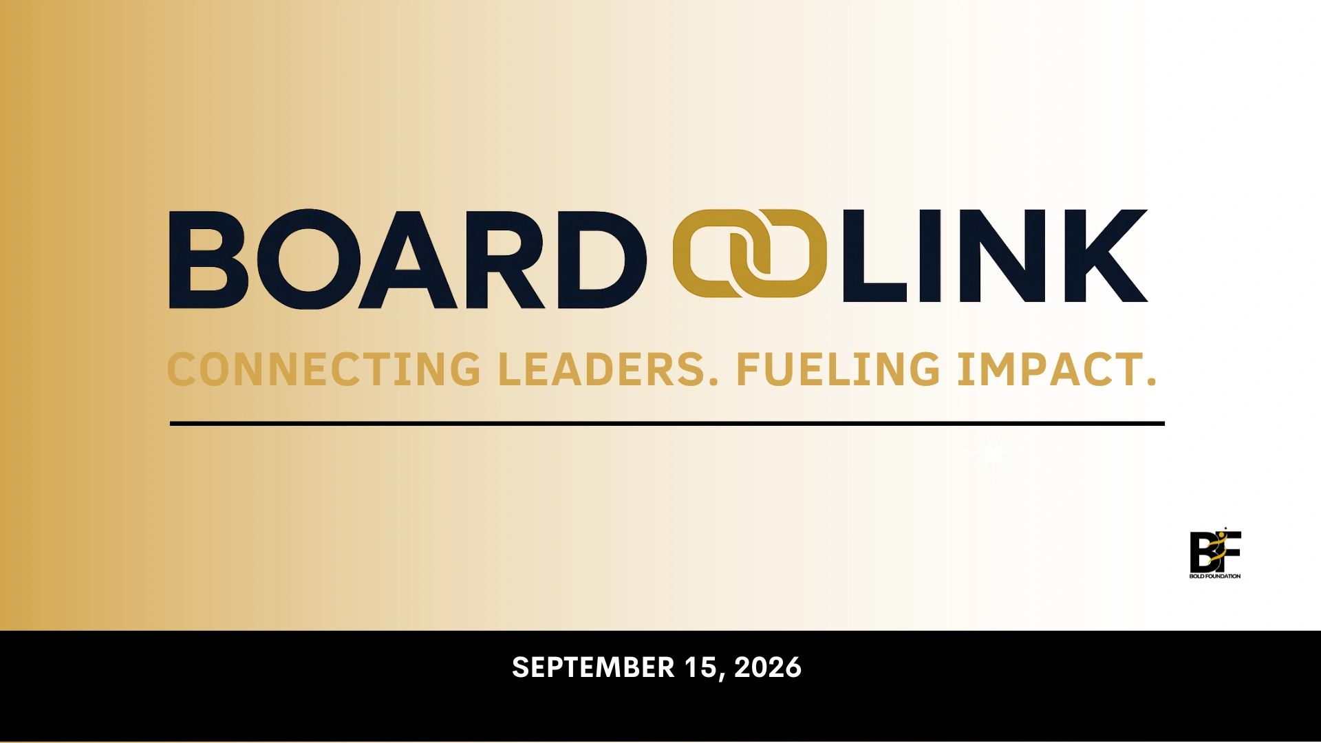 BoardLink logo with the tagline connecting leaders, fueling impact, dated September 15, 2026.