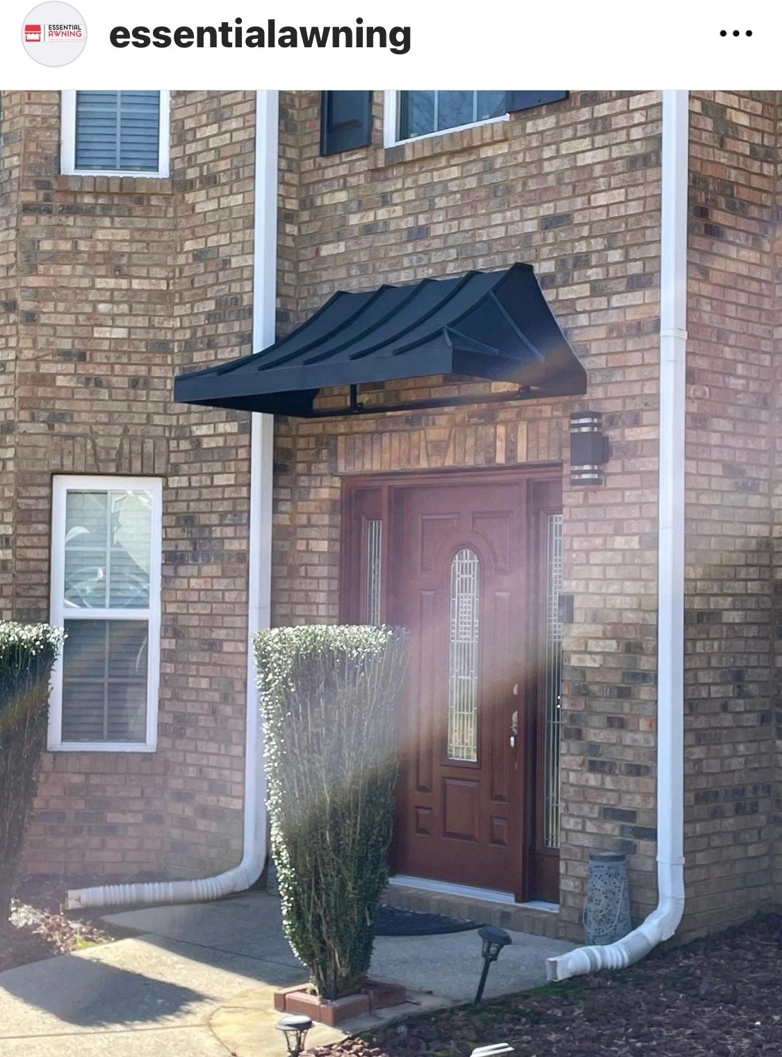 Concave metal standing seam awning
