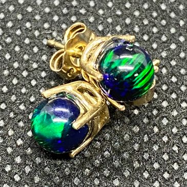 14k gold and 6mm opal sphere earrings