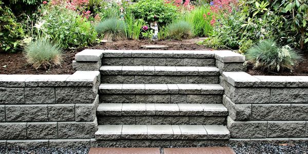 Landscaping steps and retaining wall.