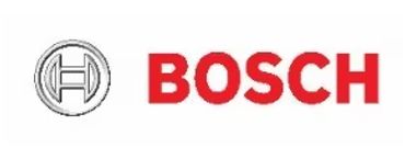 Logo of Bosch with its emblem and bold red text.