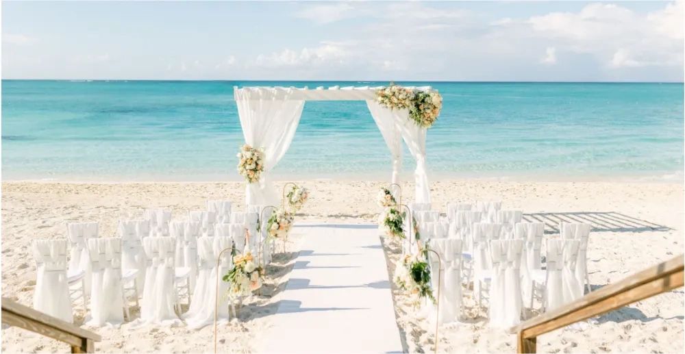 Beaches Turks and Caicos Wedding setup on the sand