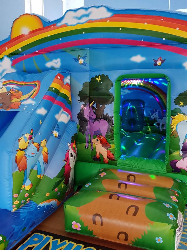 Unicorn Disco Slide Bouncy Castle Hire Plymouth