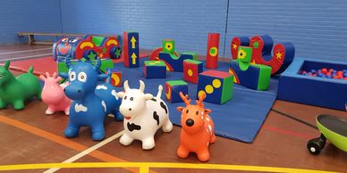 Large classic softplay set with balloool and clown softplay car hire plymouth